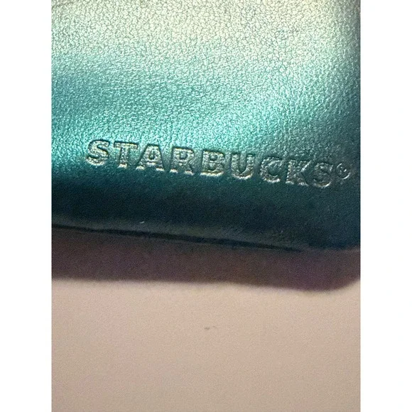 Starbucks‎ Metallic Ombre Coin Purse Keychain Teal Silver Gradient Mini Pouch