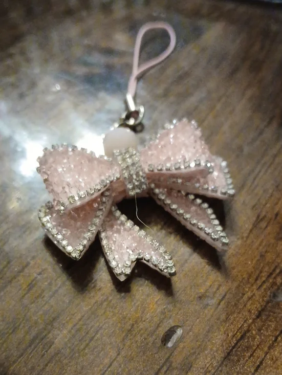 Pink Crystal Bow Charm Bagcharm