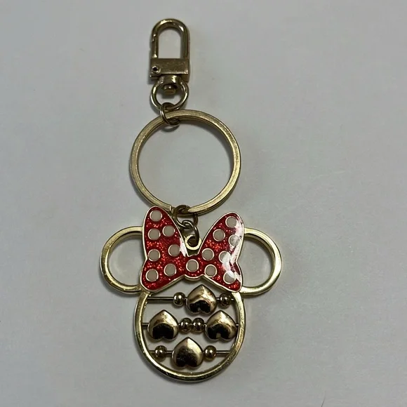 Disney Parks Minnie Mouse Keychain Spinning Hearts
