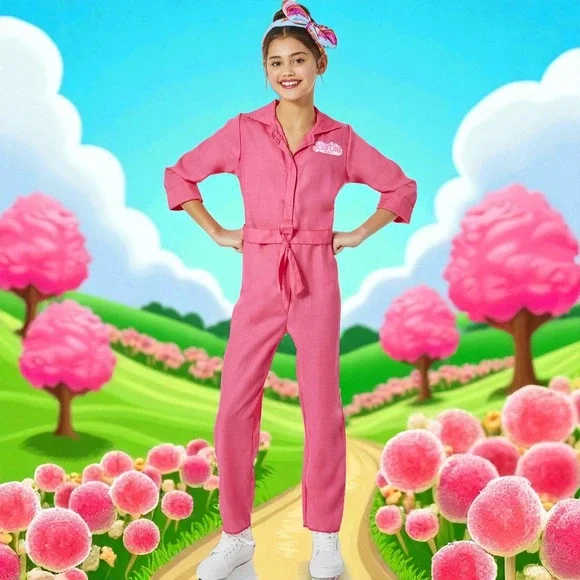 Barbie Movie Pink Power Jumpsuit Halloween Costume‎ for Children, Size L 10-12