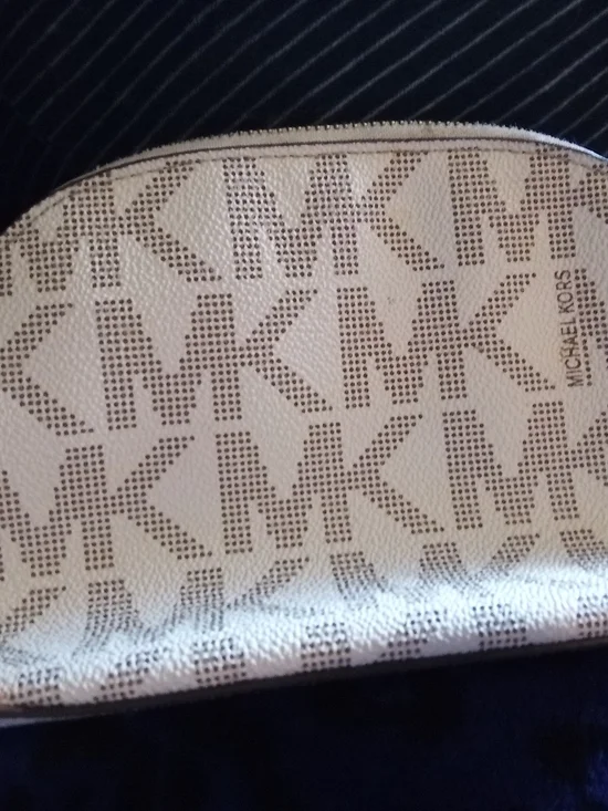 Michael Kors Cream and Gold Logo Cosmetic Pouch