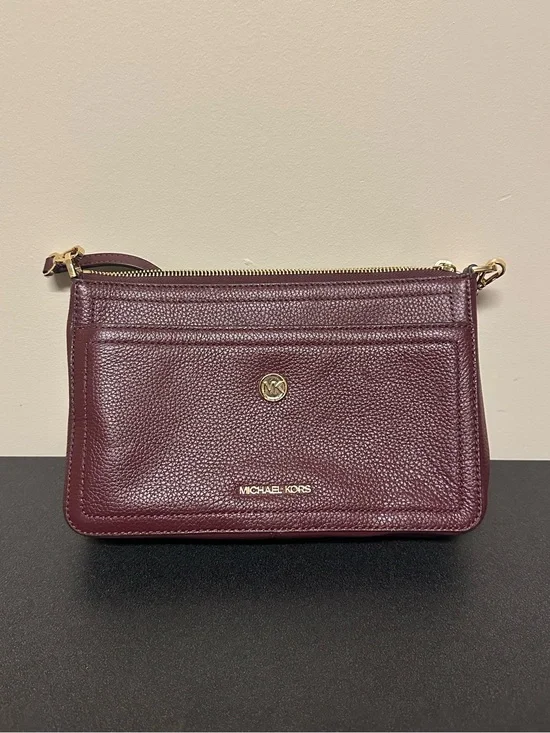 Michael Kors MAISIE Crossbody Bag Merlot Burgundy Leather Purse Zipper