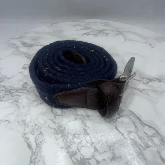 BROOKS BROTHERS Navy Blue Speckled Soft Woven Belt-L {NWT}