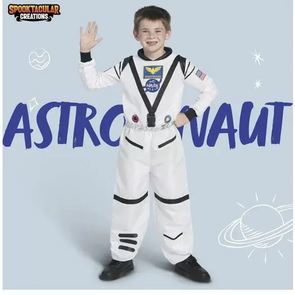 Spooktacular Creations Astronaut Costume Jumpsuit White Space Suit 3T (3-4 Yrs)
