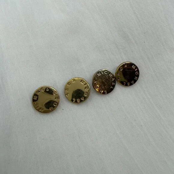 MICHAEL KORS REPLACEMENT BUTTONS 4 GOLD TONE METAL 0,4 INCH ROUND
