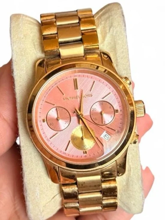 Michael Kors Gold and Pink Chronograph Bracelet Watch