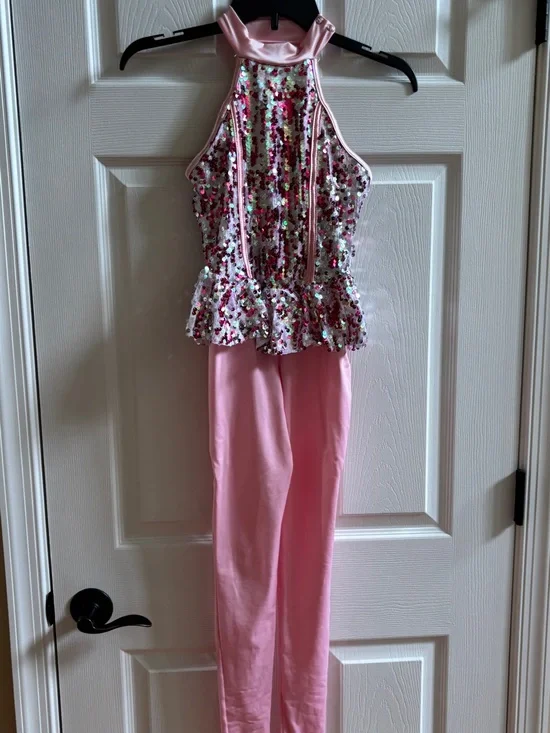 Weissman Pink Sequin Dance Costume Top