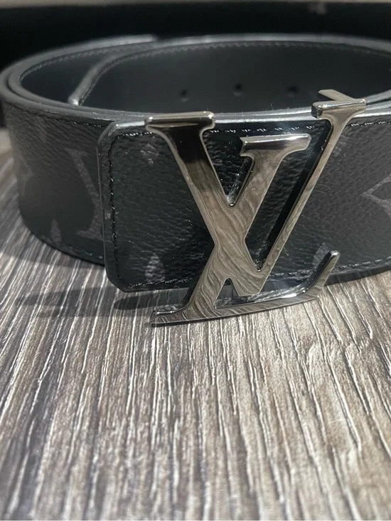 Louis Vuitton Black Monogram Reversible Belt with Silver LV Buckle
