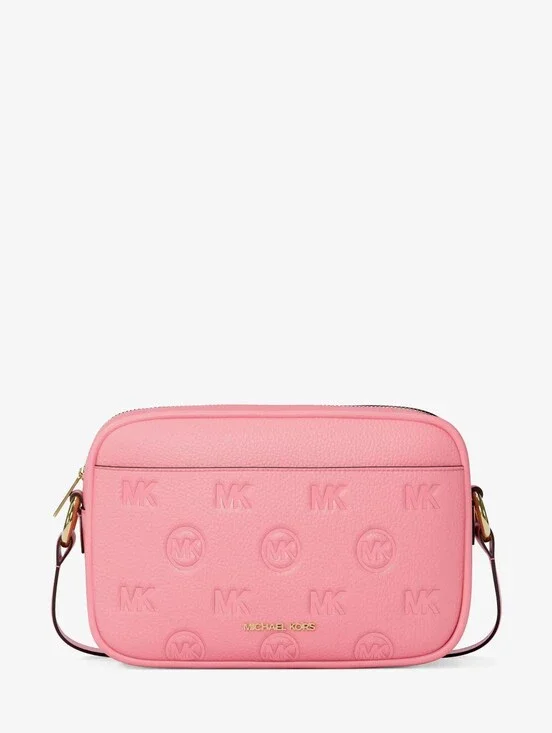 Michael Kors Pink Embossed Large  Leather Camera Crossbody