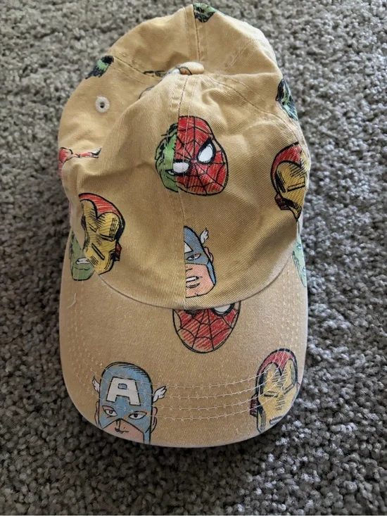 H&M Tan Kids Cap with Multicolor Marvel Superhero Faces