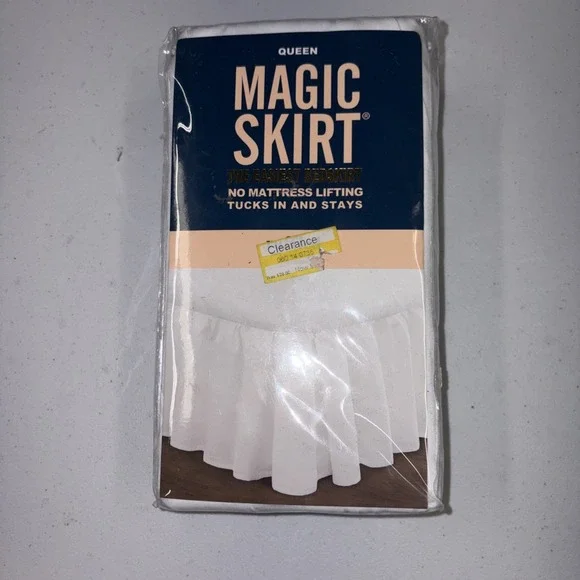 MAGIC SKIRT RUFFLES MAGIC BED SKIRT, WHITE, QUEEN SIZE - Tucks In And Stays