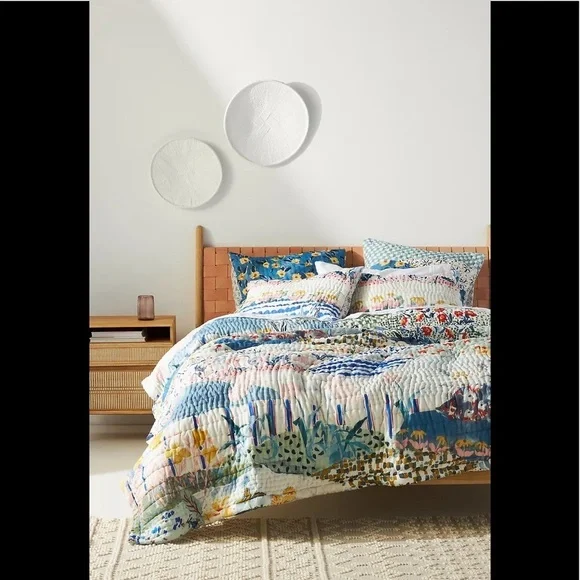 Anthropologie Rosalind Quilt Queen Blue New