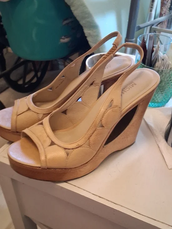 Wood Leather Wedge 10