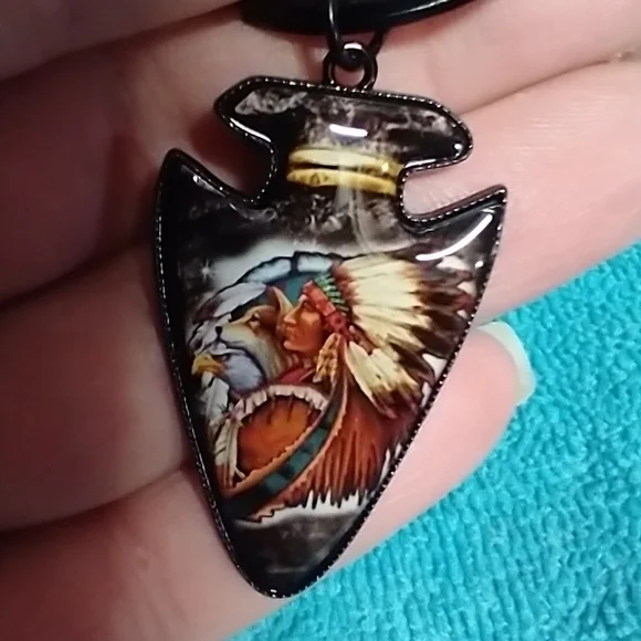 Native American Chief Arrowhead Keychain