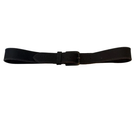Timberland Mens Leather Belt 34 Black Contrast Stitch Pebbled Gorpcore Utility