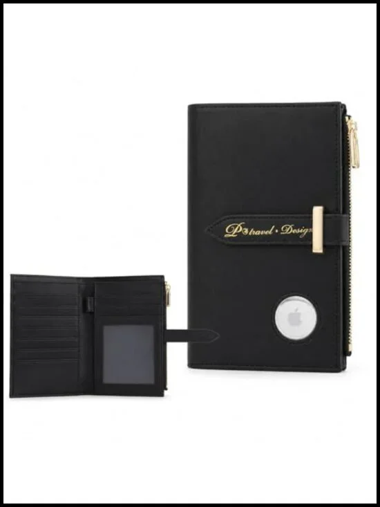 RFID Passport Wallet with Airtag Holder, Travel Document Organizer for Women,