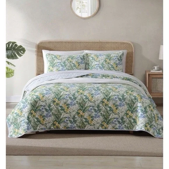 Tommy Bahama‎ Paradise Point Full Queen Quilt Set Floral Tropical Reversible