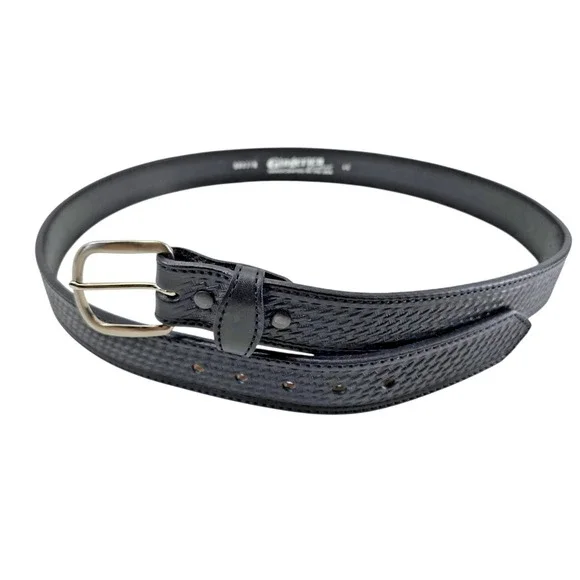 Gingerich Leather Black Belt Basket Weave Handcrafted in USA Men's (Size 48)