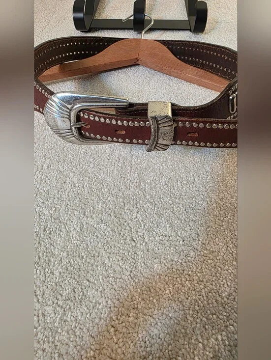 Vintage Nadim Leather Studded Belt Western 90's Made In USA 36