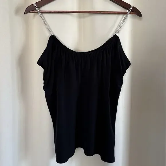 Michael Kors Black Tank Top with Silver Chain Straps Size Medium NWT