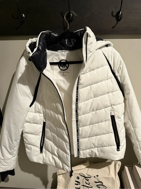 Michael Kors White Jacket with Black MK Logo