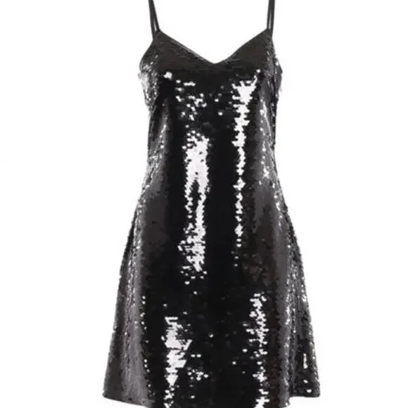 Michael kors black sequin slip mini dress. Large