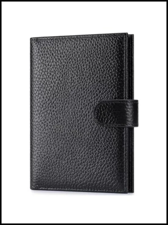 RFID Blocking Genuine Leather Passport Holder Travel Wallet with Card Slots