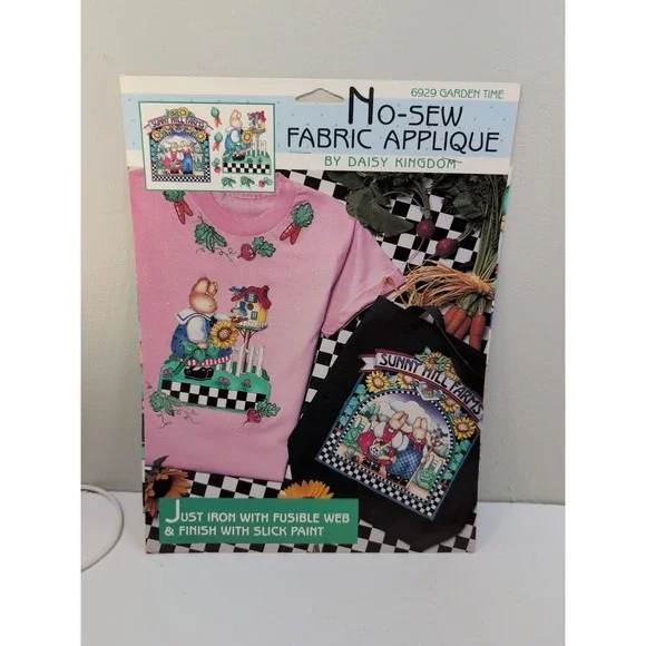 Vintage Daisy‎ Kingdom Garden Time Bunny Sunflower Fabric Applique Iron On 80's