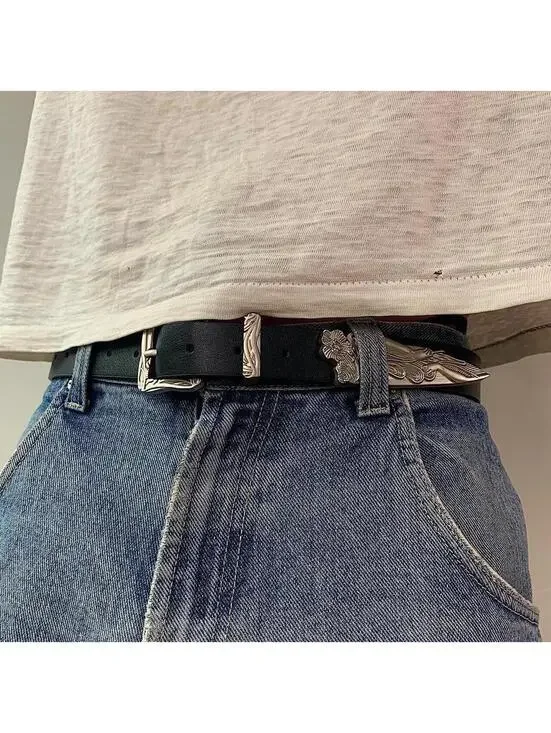 Mermaid angel black and silver belt. Very cool unique belt. Y2k style. 40