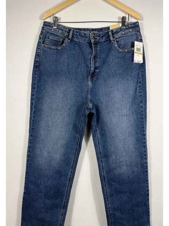 NEW MICHAEL Michael Kors Women's 14 Selma High-Rise Straight Ankle Jean NWT $125