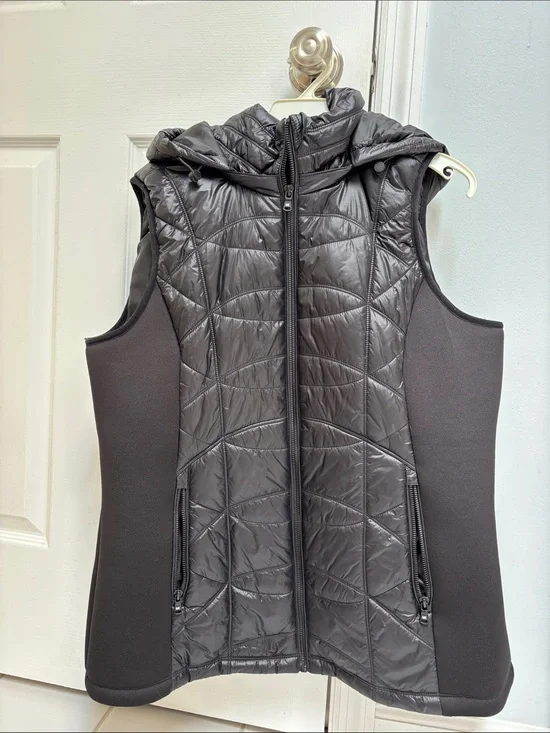 Michael Kors Black Quilted Hooded Vest with Stretch Sides
