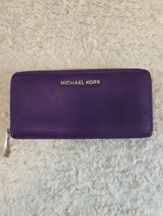 MICHAEL KORS Purple Saffiano Zip-Around Wallet