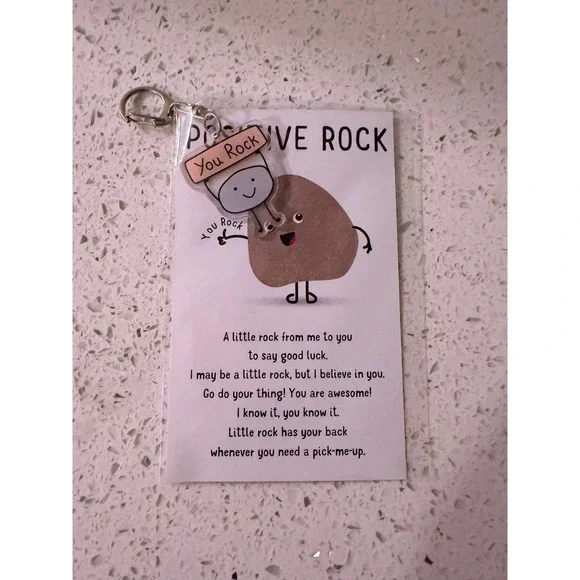 Positive Rock Keychain Motivational Gift Card Pocket Hug Encouragement Charm