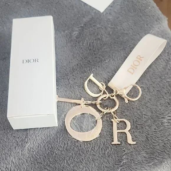 Dior Gold and White Keychain