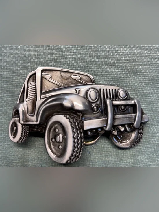 Vintage Jeep 4x4 Metal Belt Buckle Silver Tone New