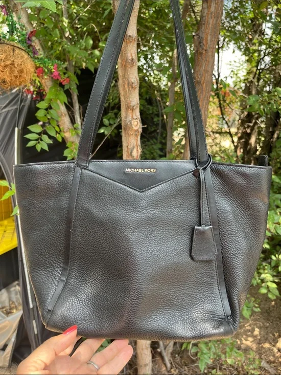 Michael Kors Whitney Black Pebbled Leather Tote