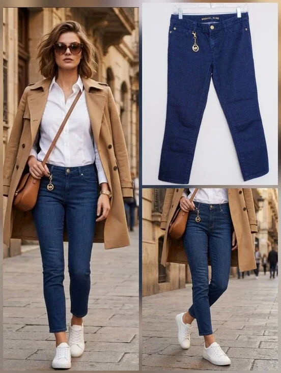 💙Michael Kors cropped jeans with gold MK charm 🤍Size 0
