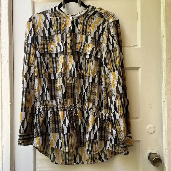 Michael Kors Tunic Top Xl Safari Retro Utility 70s pockets Sophisticated Artsy