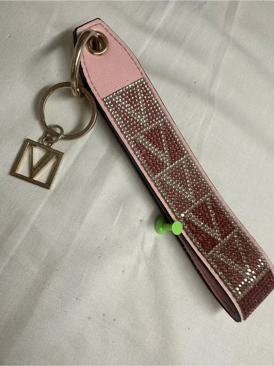 Pink Crystal Embellished Wristlet Keychain