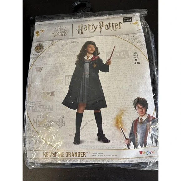 Harry Potter Hermione Granger Costume Girls Medium 7-8 Black Robe Disguise