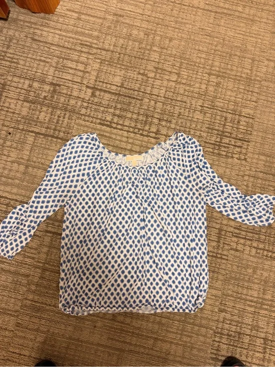 Michael Kors White Blouse with Blue Dot Print