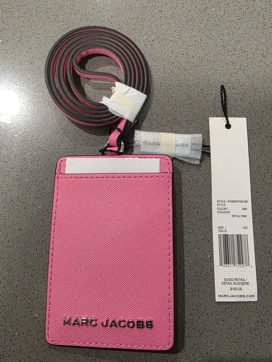 Marc Jacobs Petal Pink Card Holder with Detachable Lanyard