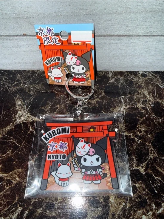 Sanrio Kuromi Kyoto Torii Acrylic Keychain - Red, Black & White - Japan keychain