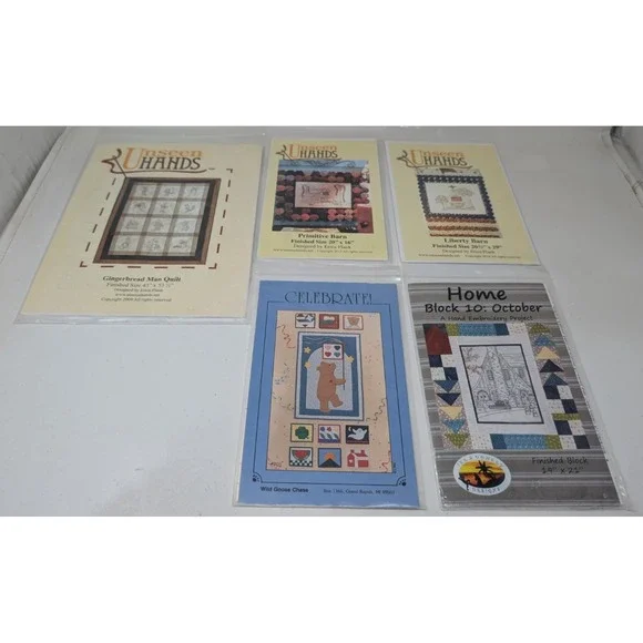 Unseen Hands Quilt Pattern‎ Lot Gingerbread Man Primitive Liberty Barn Rustic