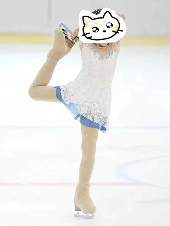 Pre-Owned White Crystal Figure Skating Dress Girls 6–8