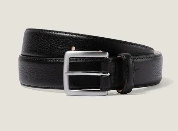 NWT Sunspel Men’s 30mm Smart Leather Belt Black, Size Medium