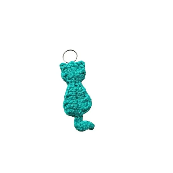 NEW‎ handmade crochet CAT kitten keychain bag purse charm gift
