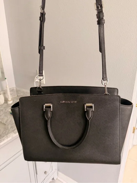 Michael Kors Black Saffiano Satchel with Detachable Strap