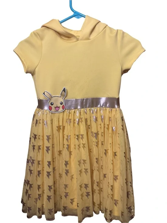 Yellow Hooded Tulle Halloween Costume Dress with Character Patch