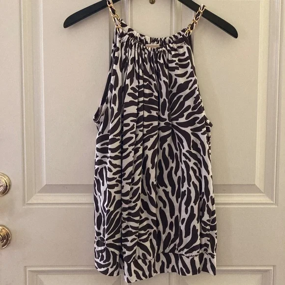 FINAL SALE! Michael Kors Animal Print Top/Chain/Brown/White/L/NEW/PRICE FIRM!